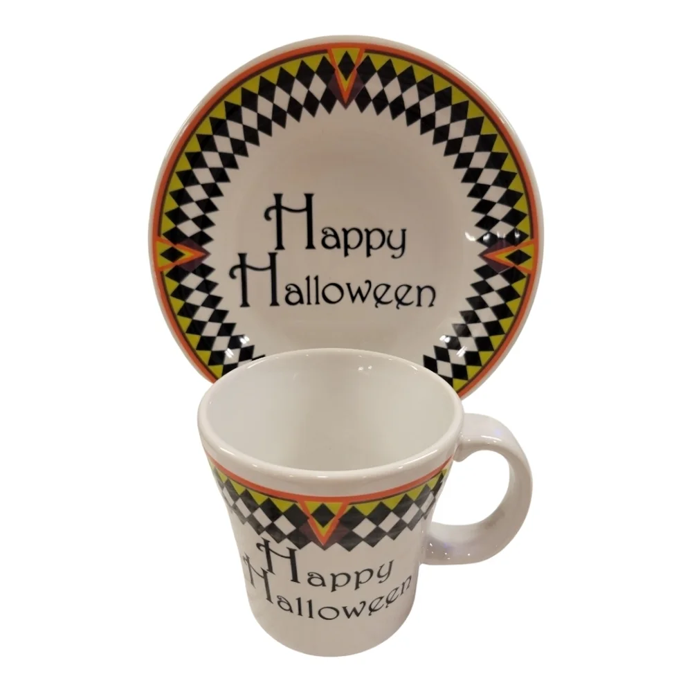 Fiesta® Harlequin Happy Halloween  Luncheon Plate and Tapered Mug Set